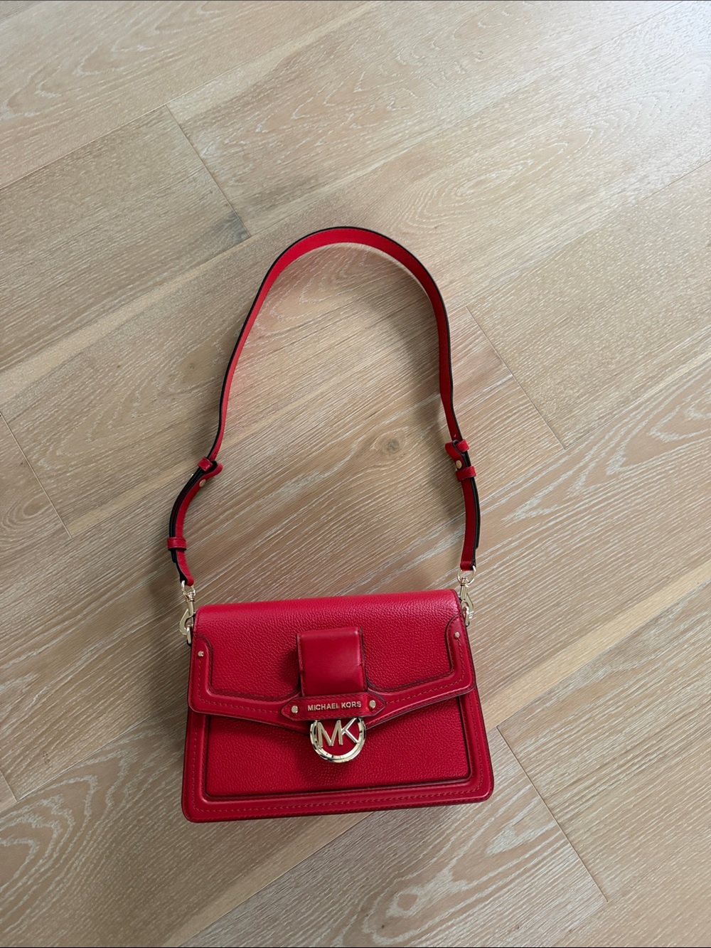 Michael Kors Red Leather Adjustable Shoulder Bag